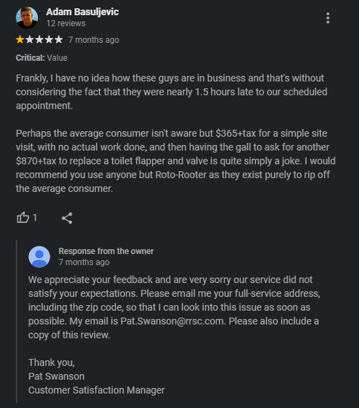 negative google review